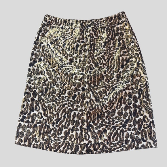 Tory Burch Dresses & Skirts - Tory Burch Silk Blend Metallic Animal Print Leopard Pencil Skirt Size 10